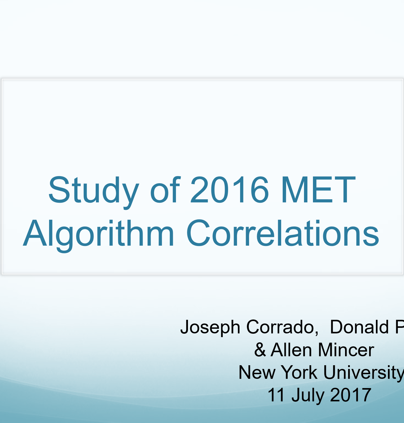 Second MET Presentation